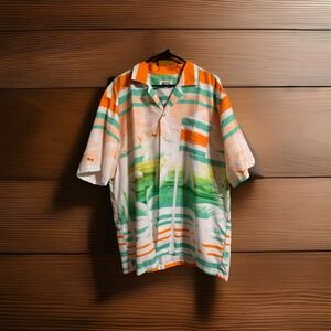 Uzzi Shirt Men XXL Black Palm Trees 100% Polyester Pocket Hawaiian